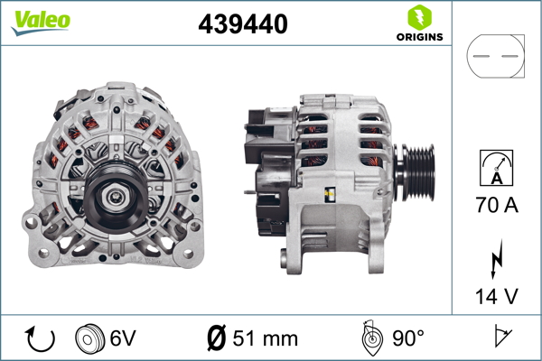 Volkswagen Golf 1989-1998 Arası 1.6 14V 70 A Alternatör Valeo Marka